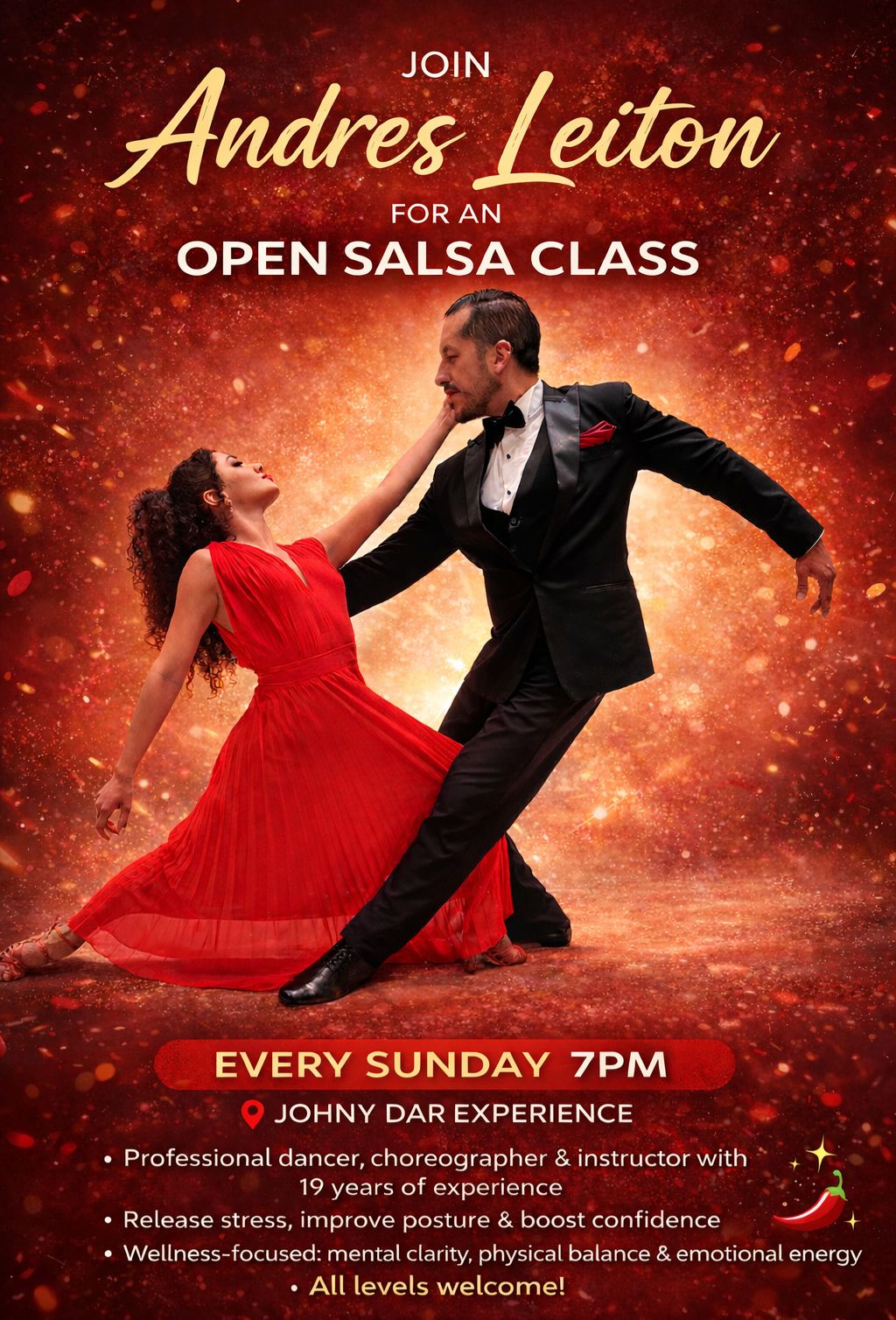 SUN 15/02. 7pm: Weekly Open Salsa Class
